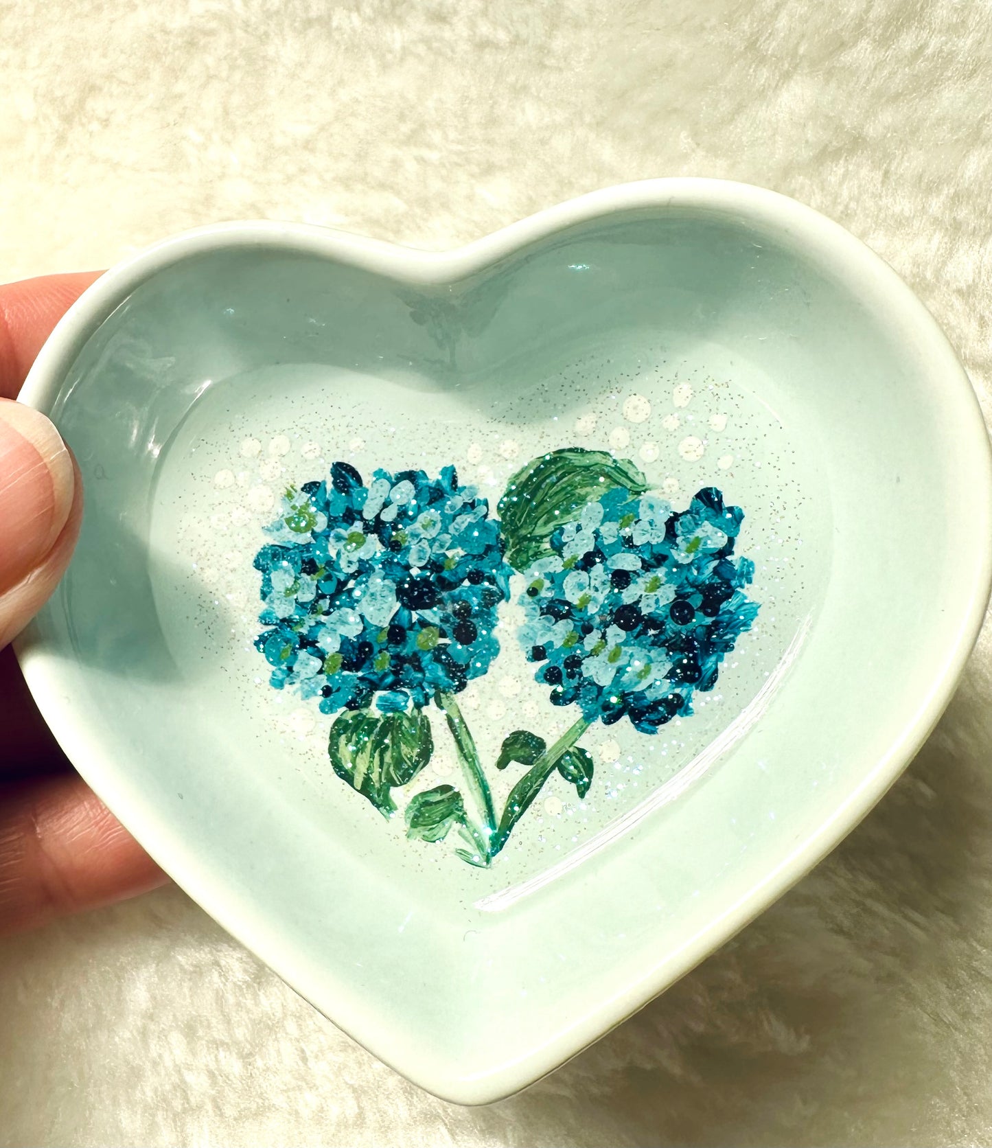Blue Hydrangea on Blue Dish