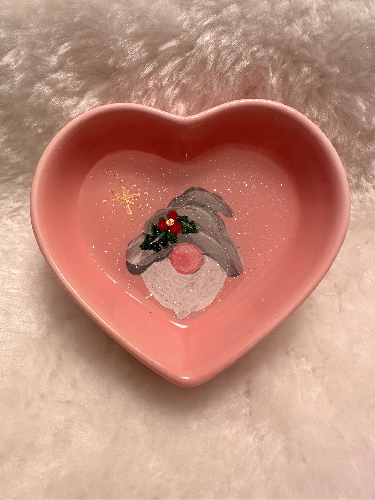 Christmas Gnome on Pink dish