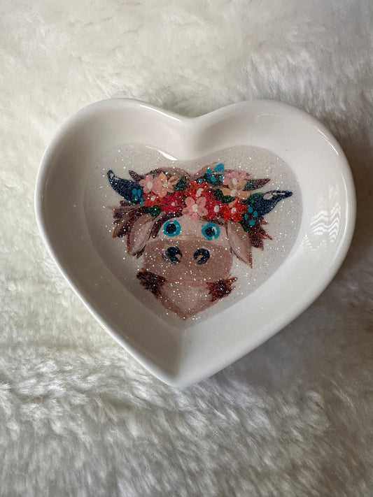Pretty Highland Cow On White Dish