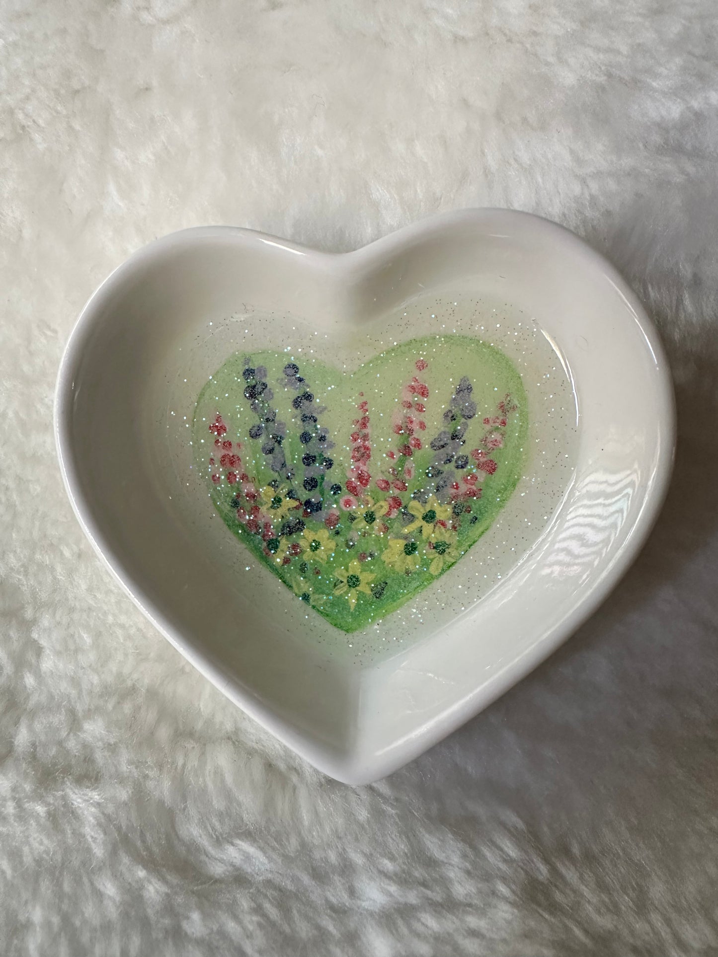 Green and Yellow Daisy on White Dish