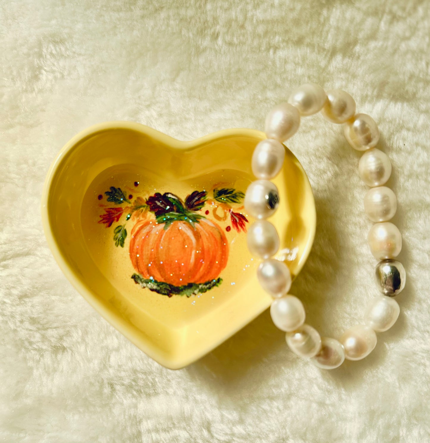 Fall Pumpkin on Yellow Dish