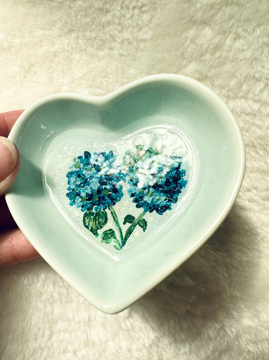 Blue Hydrangea on Blue Dish