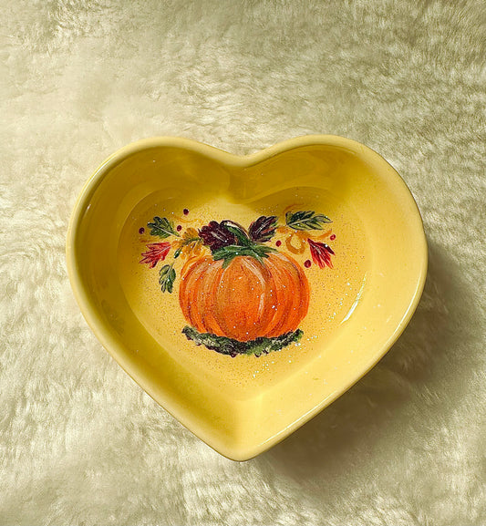 Fall Pumpkin on Yellow Dish