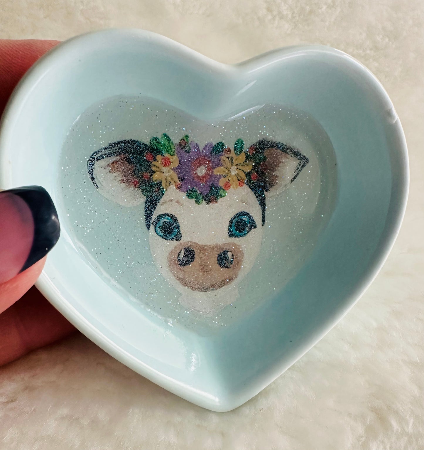 Jersey Cow On Blue Dish