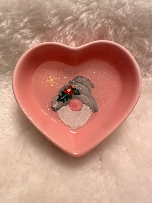 Christmas Gnome on Pink dish